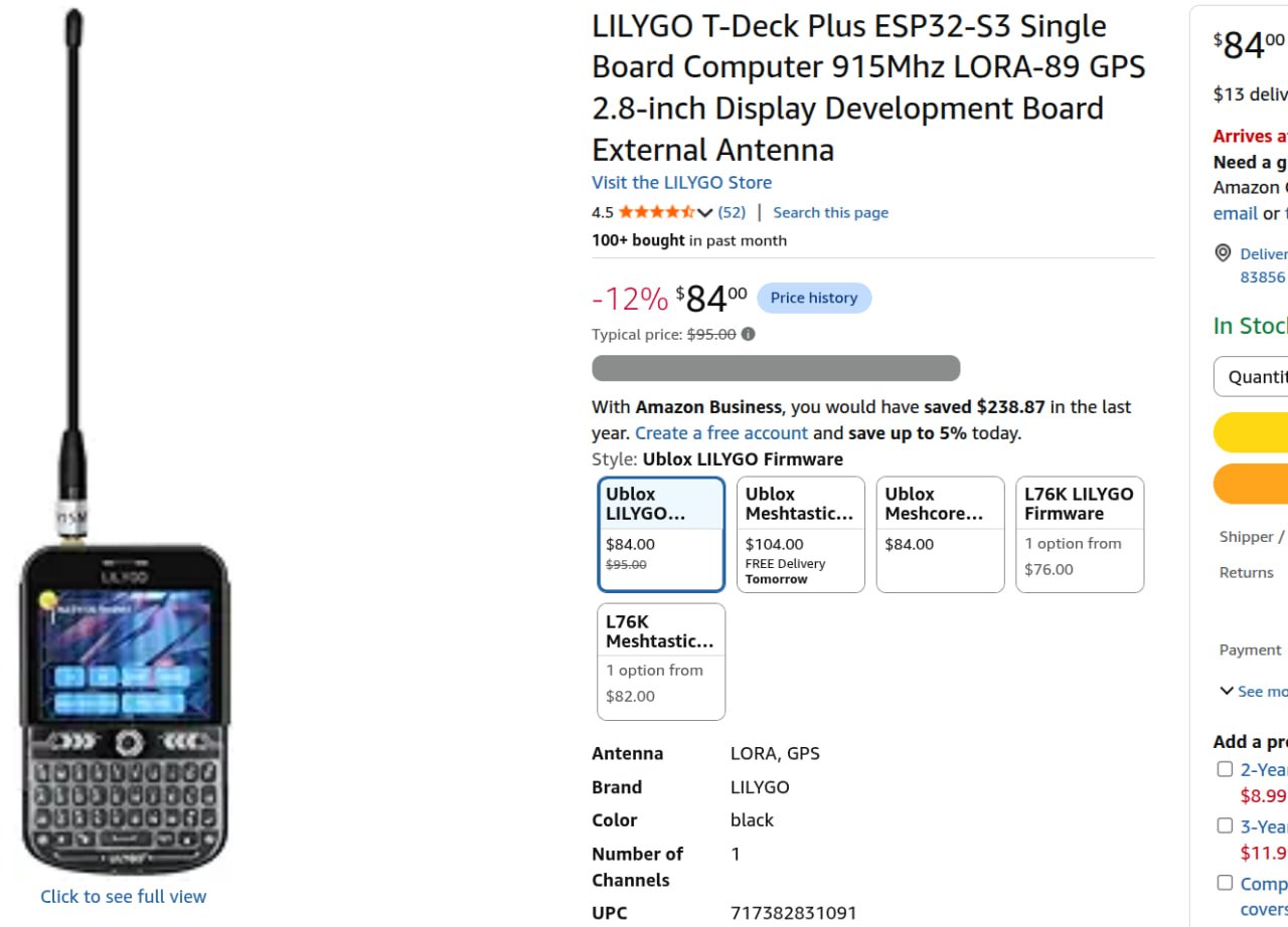 LilyGO T-Deck Plus standalone MeshCore device with built-in screen and keyboard